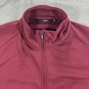 IBEX Full Zip Shak Jacket Women XL Burgundy Merino Wool Mock Neck Outdoor